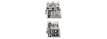 3 bed 2 bath  townhome 1600 sf 3d floor plan at St. Mary's Square North