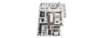 1 bedroom 1 bath 1012 sf 3D Floor Plan @ St. Marys Square North