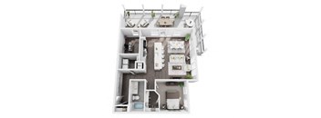 1 bed 1 bath w Den 1012 sf 3d floor plan at St. Mary's Square North