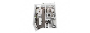 1 bed 1 bath 903sf 3d floor plan at St. Mary's Square North
