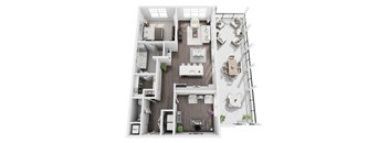 1 bed 1 bath w Den 1131 sf 3d floor plan at St. Mary's Square North