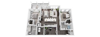 2 bedroom 2 bath 1342 sf 3D Floor Plan @ St. Marys Square North