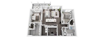 2 bed 2 bath 1338 sf 3d floor plan at St. Mary's Square North