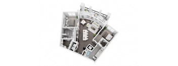 2 bedroom 2 bath 1103 sf 3D Floor Plan @ St. Marys Square North