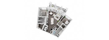 2 bed 2 bath 1103sf 3d floor plan at St. Mary's Square North