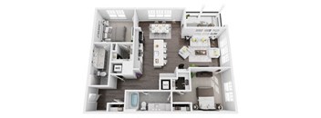 2 bedroom 2 bath 1337 sf 3D Floor Plan @ St. Marys Square North