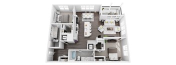 2 bed 2 bath 1337 sf 3d floor plan at St. Mary's Square North