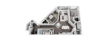 2 bed 2 bath 1279 sf 3d floor plan at St. Mary's Square North