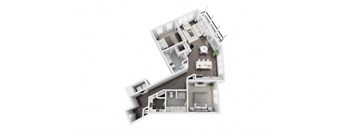 2 bedroom 2 bath 1237 sf 3D Floor Plan @ St. Marys Square North