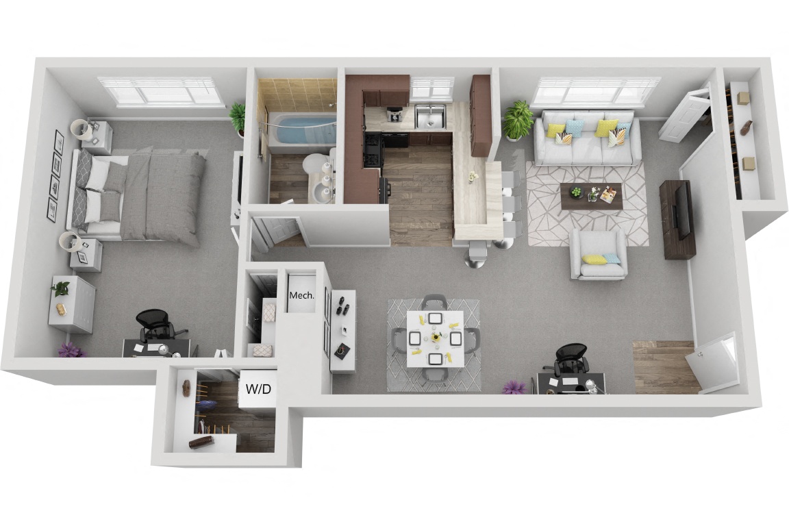 1 Bedroom 1 Bath Renovated floor plan