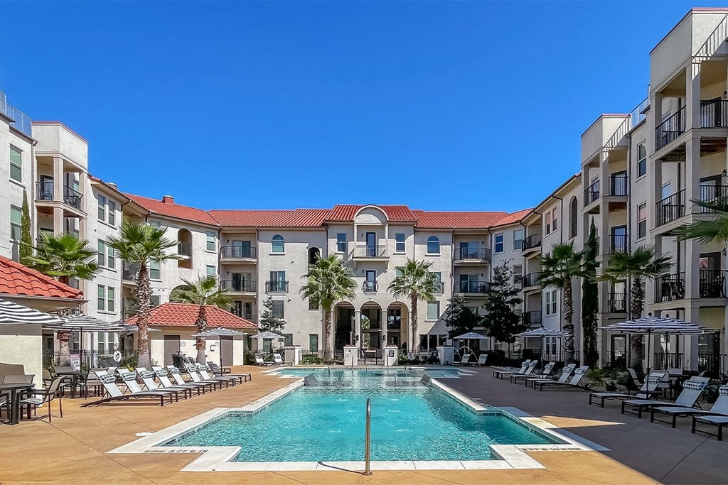 Sparkling Pool with Loungers at Two Addison Place, Pooler, GA, 31322