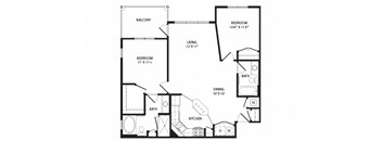 2 bed 2 bath Telfair Floor Plan at Two Addison Place Apartments , Pooler
