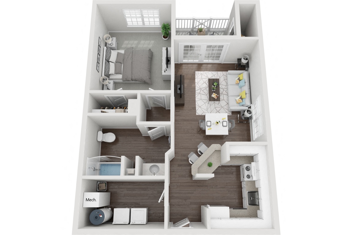 The Beaufort 1 Bedroom 1 Bathroom floor plan