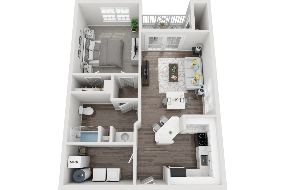 The Beaufort 1 Bedroom 1 Bath Renovated floor plan