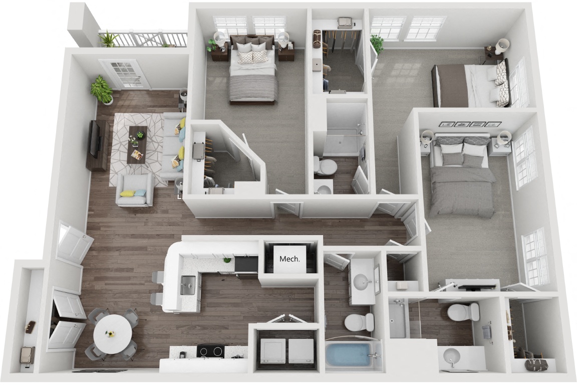The Charleston 3 Bedroom 3 Bath Renovated floor plan