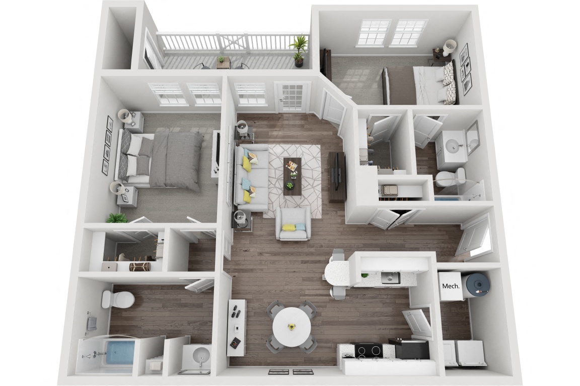 The Savannah 2 Bedroom 2 Bath Renovated floor plan