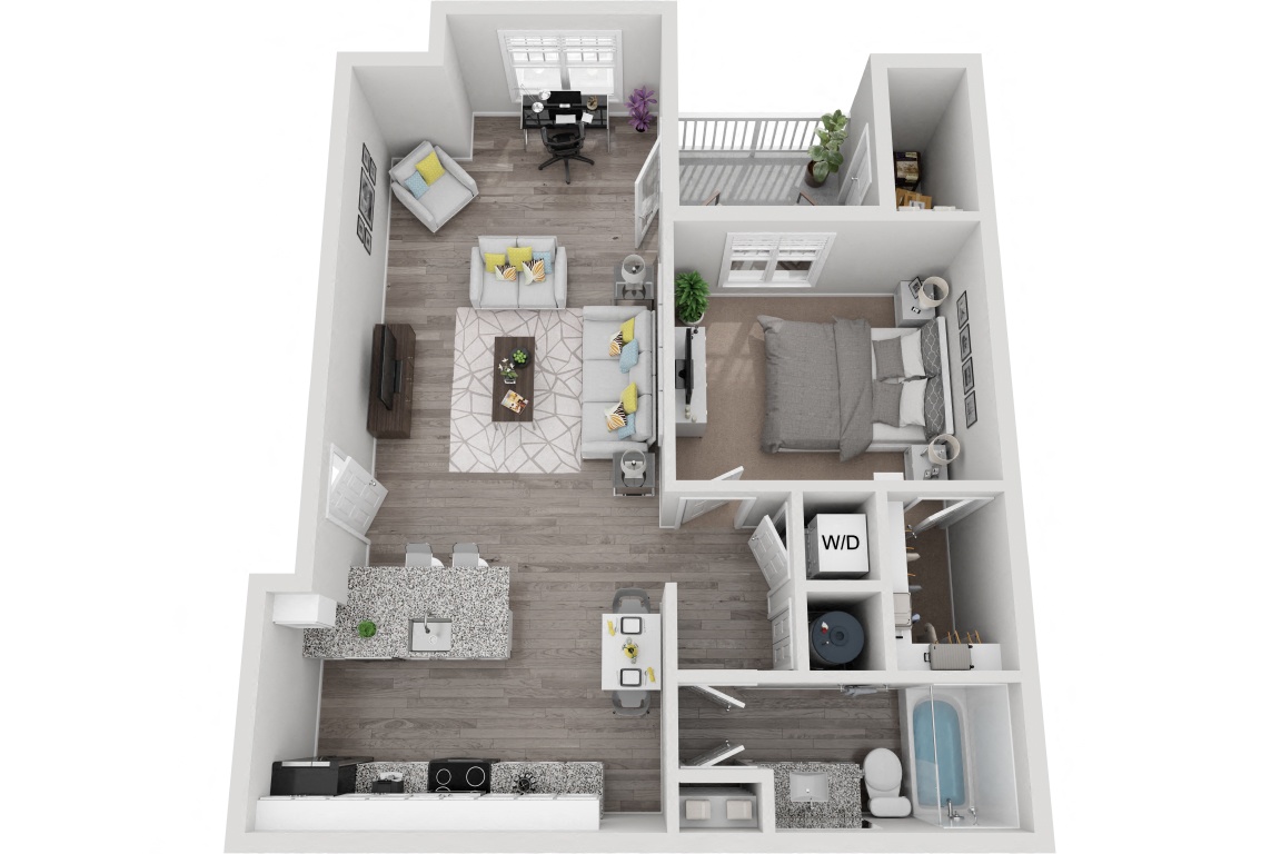 The Lumina 1 Bedroom 1 Bath Renovated floor plan