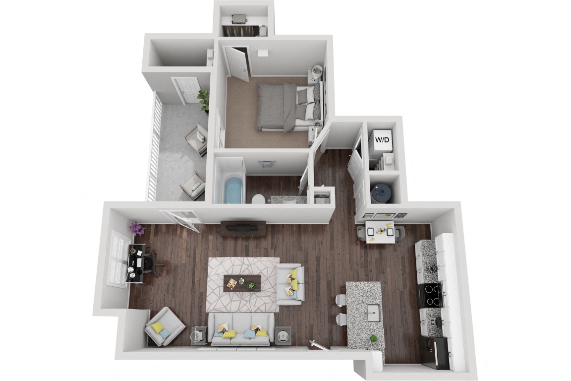 The Masonboro 1 Bedroom 1 Bath Renovated floor plan