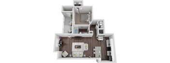 1 bedroom 1 Bath Mansonboro renovated floor plan at The Reserve at Mayfaire, Wilmington NC