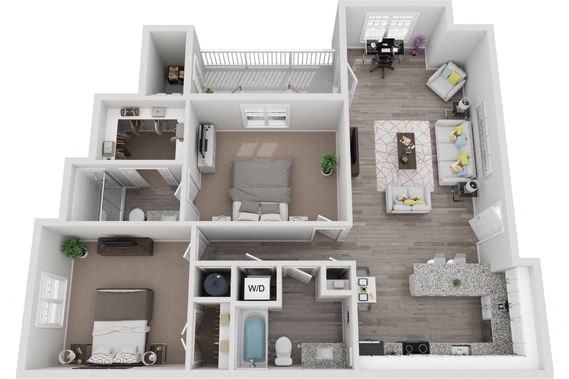 The Mayfaire 2 Bedroom 2 Bath Renovated floor plan