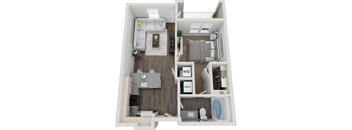 1 bed 1 bath A2 631sf floor plan The Six, Mt. Pleasant, SC