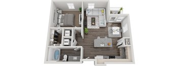 1 bed 1 bath A3 791sf floor plan The Six, Mt. Pleasant, SC