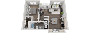 1 bed 1 bath A4 814sf floor plan The Six, Mt. Pleasant, SC