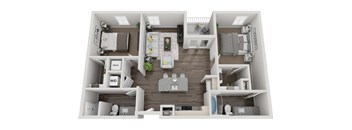 2 bed 2 bath B2 1047sf floor plan The Six, Mt. Pleasant, SC