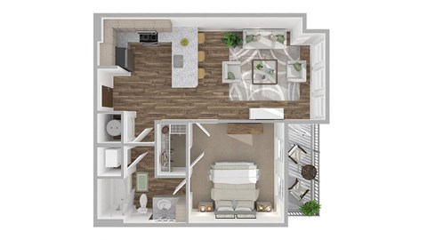 1 bed 1 bath E at The Linden Apartments, Davidson, NC