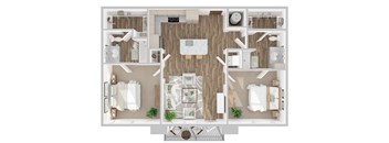2 bed 2 bath F at The Linden Apartments, Davidson, NC