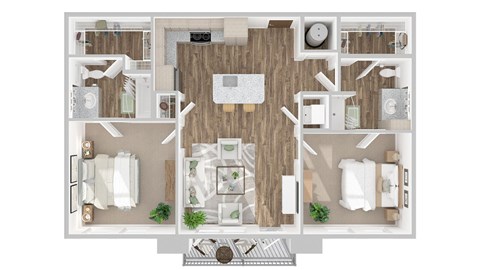 2 bed 2 bath F at The Linden Apartments, Davidson, NC