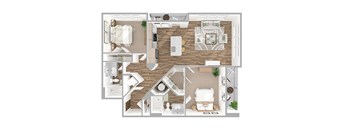 2 bed 2 bath C at The Linden Apartments, North Carolina
