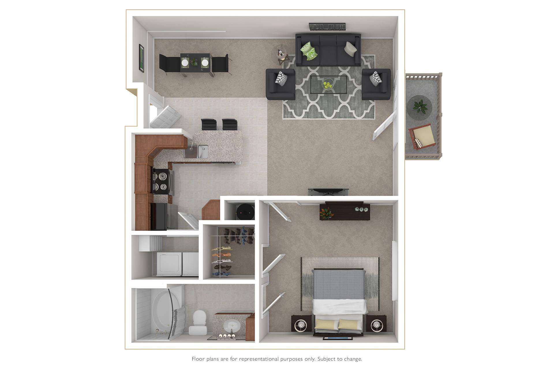1 Bedroom 1 Bath floor plan