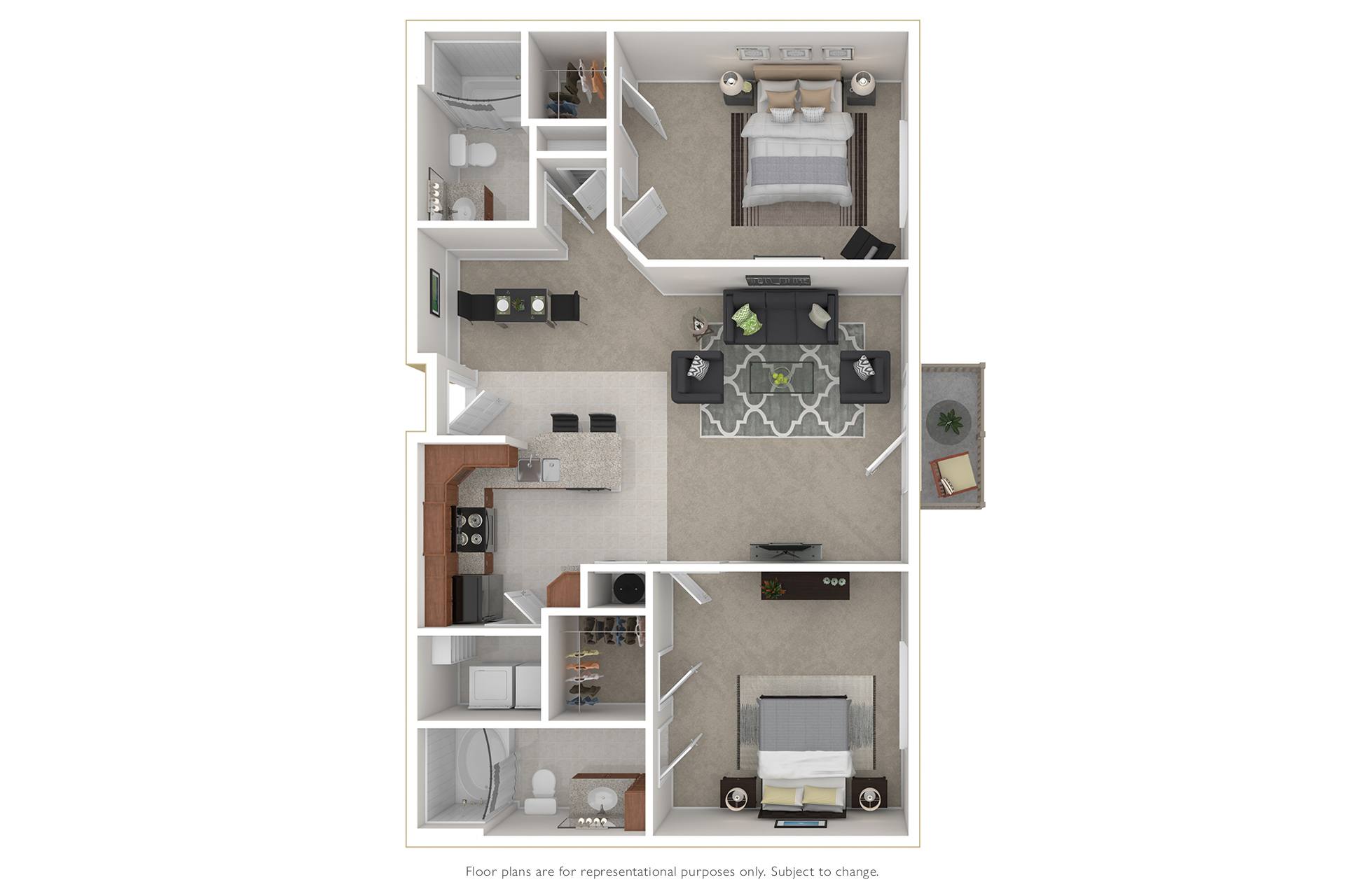 2 Bedroom 2 Bath floor plan