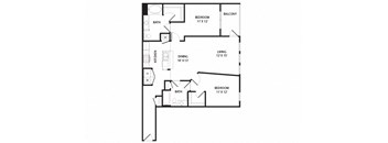2 bed 2 bath Troup Floor Plan at Two Addison Place Apartments , Georgia