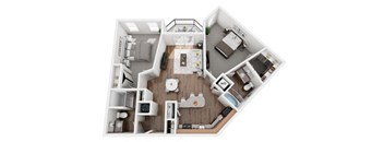 2 Bed 2 Bath 1140 sf Chatham Floor Plan at Two Addison Place Apartments, Pooler