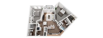 2 Bed 2 Bath 1099 sf Chippewa Floor Plan at Two Addison Place, Pooler, 31322