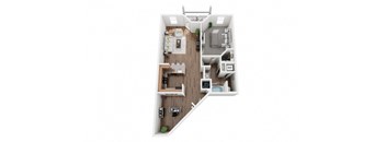 1 Bed 1 Bath 1018 sf Columbia Floor Plan at Two Addison Place, Pooler, Georgia