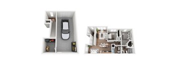 2 Bed 2 Bath 1084 sf Crawford Town home Floor Plan at Two Addison Place, Pooler, 31322, GA