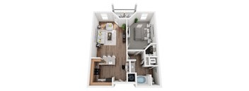 1 Bed 1 Bath 822 sf Ellis Floor Plan at Two Addison Place, Pooler, Georgia
