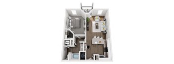 1 Bed 1 Bath 758 sf Franklin Renovated Floor Plan at Two Addison Place, Pooler