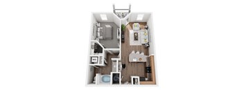 1 Bed 1 Bath 758 sf Franklin Floor Plan at Two Addison Place, Pooler, 31322