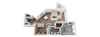 1 Bed 1 Bath 924 sf Oglethorpe Floor Plan at Two Addison Place, Pooler, 31322, Georgia