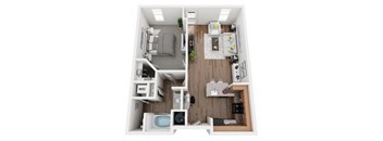 1 Bed 1 Bath 798 sf Reynolds Floor Plan at Two Addison Place, Pooler, 31322