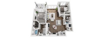 2 Bed 2 Bath 1150 sf Telfair Renovated Floor Plan at Two Addison Place, Pooler, Georgia