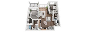 2 Bed 2 Bath 1150 sf Telfair Floor Plan at Two Addison Place, Pooler, 31322