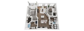 2 Bed 2 Bath 1160 sf Warren Renovated Floor Plan at Two Addison Place, Pooler, Georgia
