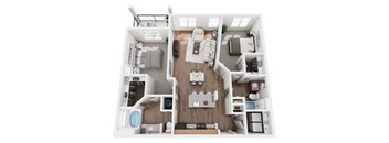 2 Bed 2 Bath 1160 sf Warren Floor Plan at Two Addison Place, Pooler, Georgia