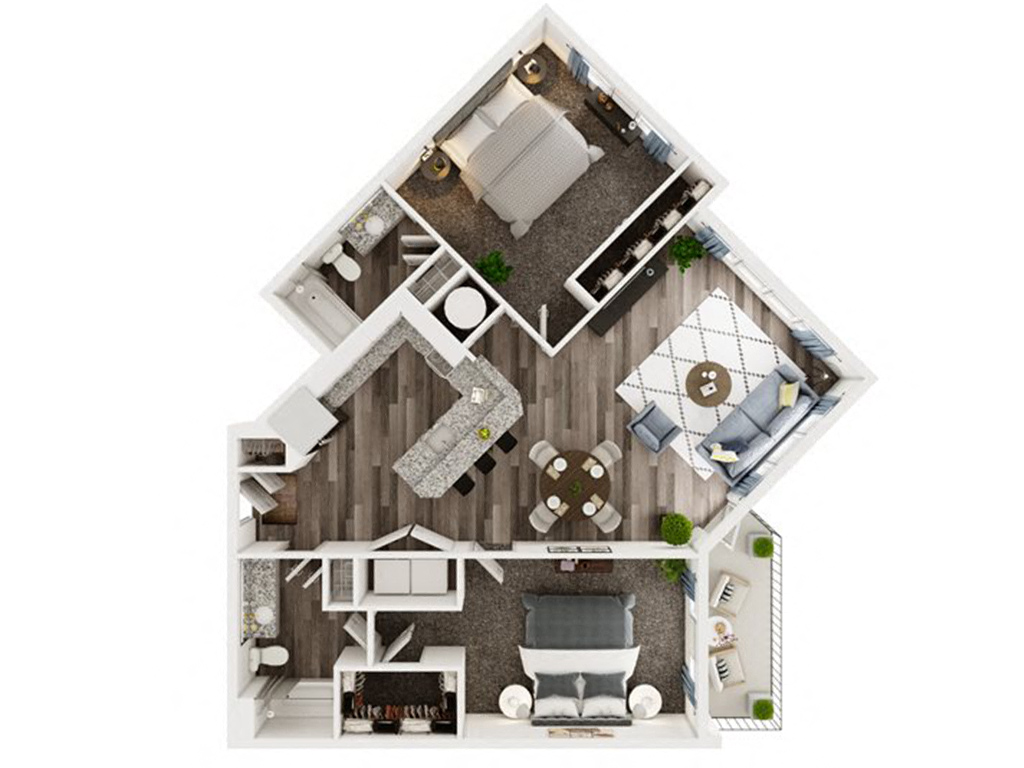2 Bed 2 Bath Corner A floor plan