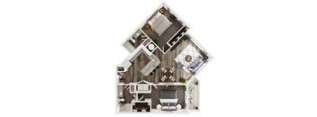 2 Bed 2 Bath A 794 sf floor plan at Sycamore at Tyvola, Charlotte, 28217